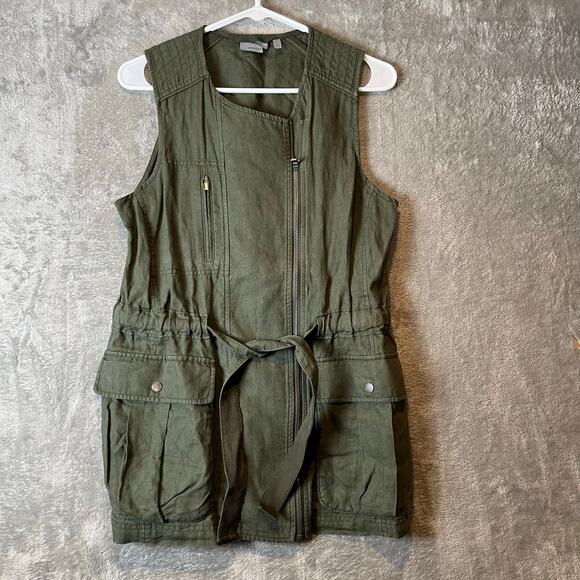 Athleta Wanderbout Olive Green Linen Utility Vest Size XS - Picture 3 of 6